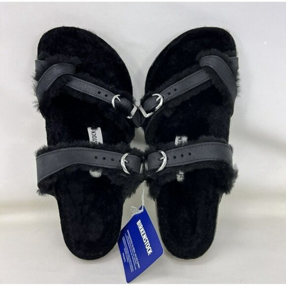 Birkenstock Mayari Shearling Lined Sandals Black Women’s Size 7 / EUR Size 38 - Picture 5 of 7